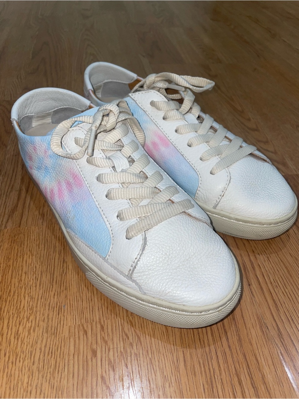 Soludos Leather Tie Dye Tie Up Ibiza Women's Sneaker in White